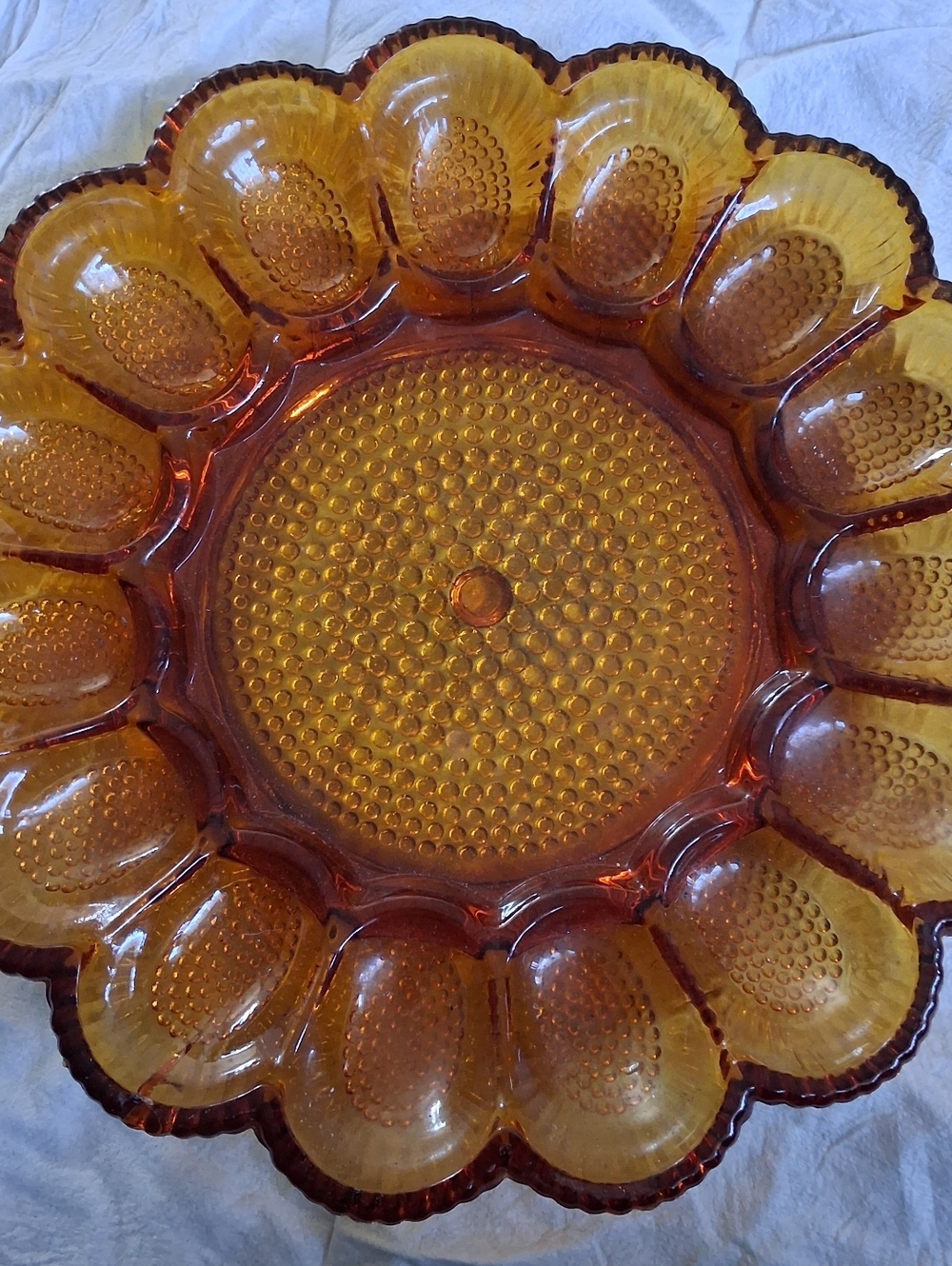 Amber Glass Decorative Serving Platter - Amber